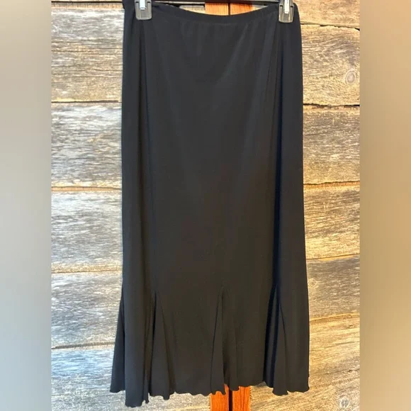 Susan Lawrence Black Maxi Skirt Pleats Elastic Waist Size M - Picture 5 of 7